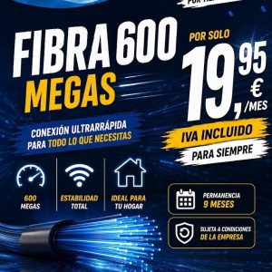 Fibra 600 Mb por 19,95€/mes Para Siempre | Oferta Internet Benymovil